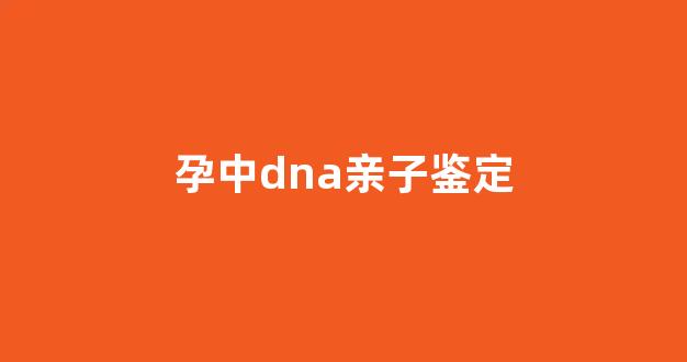 孕中dna亲子鉴定(孕期dna亲子鉴定)